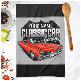 1966パーソナライズされたコンバーチクラシックブル車庫 キッチンタオル