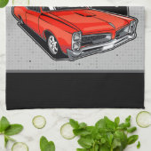 1966パーソナライズされたコンバーチクラシックブル車庫 キッチンタオル (折り畳み)