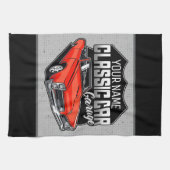 1966パーソナライズされたコンバーチクラシックブル車庫 キッチンタオル (横)