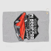 1966パーソナライズされたコンバーチクラシックブル車庫 ゴルフタオル (横)