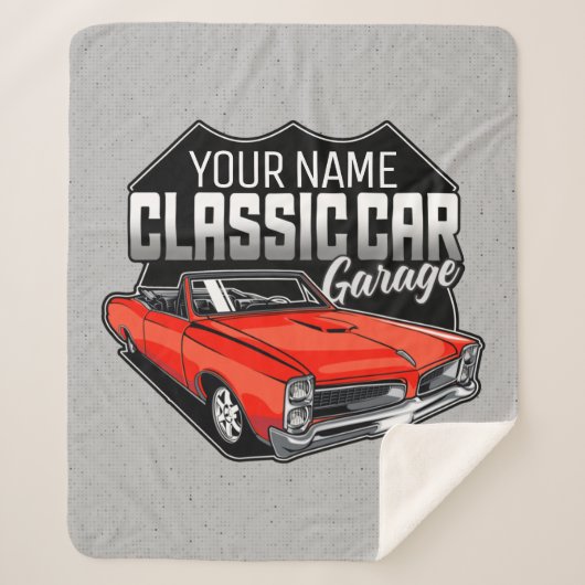 1966パーソナライズされたコンバーチクラシックブル車庫 シェルパブランケット (正面)