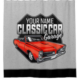 1966パーソナライズされたコンバーチクラシックブル車庫 シャワーカーテン