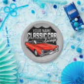 1966パーソナライズされたコンバーチクラシックブル車庫 ペーパープレート (パーティー)