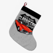 1966パーソナライズされたコンバーチブルクラシック車庫 ラージクリスマスストッキング (正面 (吊り時))