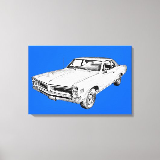 1966ポンティアックレマンカーイラストレーション キャンバスプリント (正面)