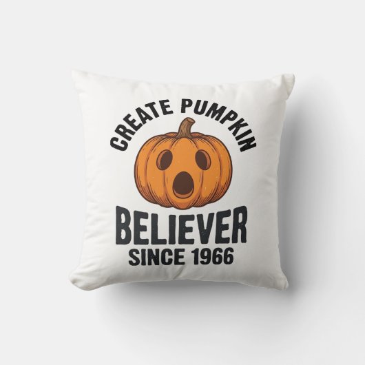 1966年からのパンプキン信者 ヴィンテージ・ハロウィン デザイン クッション (正面)