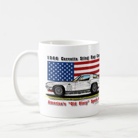 1966年のコルベットのクーペのコーヒー・マグ コーヒーマグカップ (左)