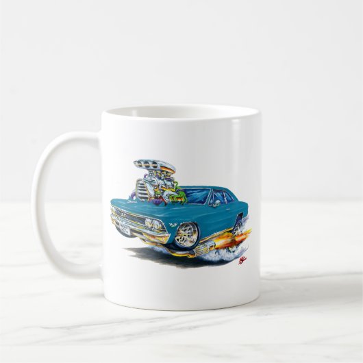 1966年のChevelleのティール(緑がかった色)車 コーヒーマグカップ (左)
