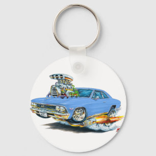 1966年のChevelleの淡いブルーの車 キーホルダー