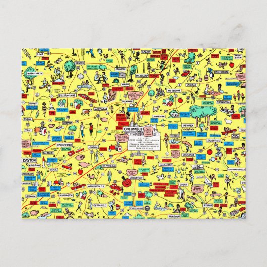 1966年オハイオ州コロンバス 古地図のポストカード ポストカード (正面)