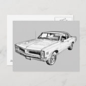 1966年ポンティアック・ルーマンズの車のイラスト ポストカード (正面/裏面)