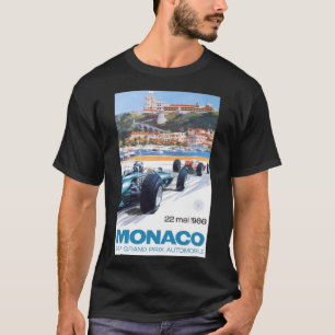 1966年モナコグランプリ競馬クラシックポスターT-Shi Tシャツ