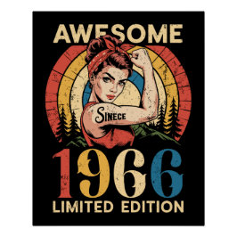 1966年生まれのレトロな60歳の女性の誕生日お祝い ポスター