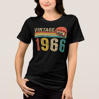 1966年生まれのレトロ誕生日音楽カセットテープ 60歳の誕生日 トライブレンドTシャツ
