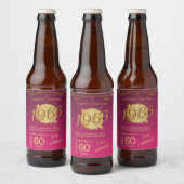 1966年生まれ 60歳の誕生日パーティー ピンクビール ラベル (ボトル)