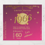 1966年生まれ 60歳の誕生日パーティー ピンクビール ラベル (シングルラベル)
