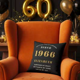 1966年製 パーソナライズド60歳の誕生日ギフト ブラックゴールド クッション