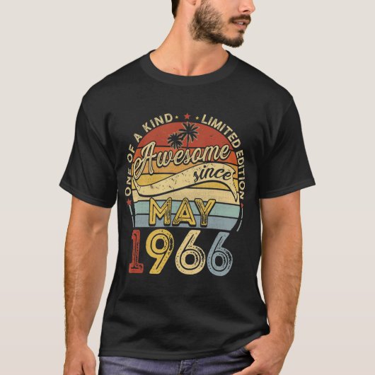 1966年5月ヴィンテージ55th誕生日ギフトレトロ55th tシャツ (正面)