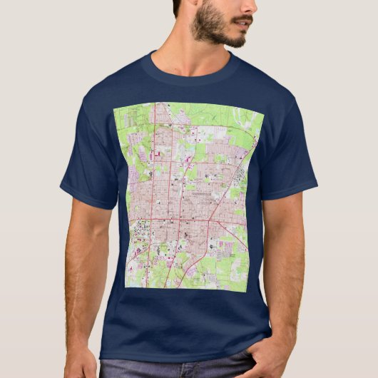1966年 フロリダ州ゲインズビル ヴィンテージ地図 巨大サイズ Tシャツ (正面)
