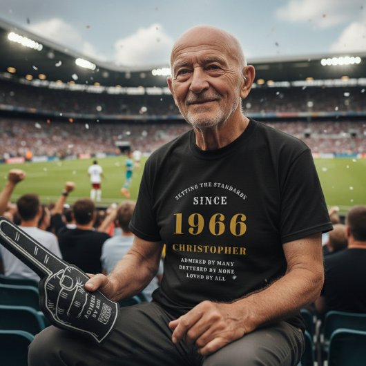 1966年 60歳の誕生日 ブラックゴールド 名前入り Tシャツ