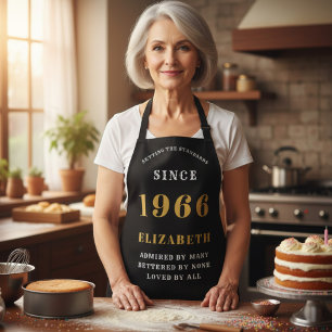 1966年 60歳の誕生日 ブラック&ゴールド オーダーメイド エプロン