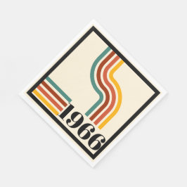 1966年 60歳の誕生日 レトロ ストライプ ヴィンテージ スタンダードランチョンナプキン