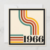 1966年 60歳の誕生日 レトロ ストライプ ヴィンテージ 招待状 (正面)