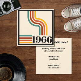 1966年 60歳の誕生日 レトロ ストライプ ヴィンテージ 招待状