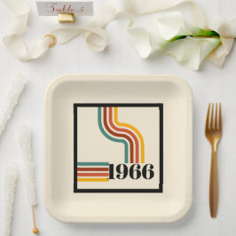 1966年 60歳 誕生日 パーティー紙皿 ストライプ ペーパープレート