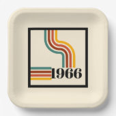 1966年 60歳 誕生日 パーティー紙皿 ストライプ ペーパープレート (正面)