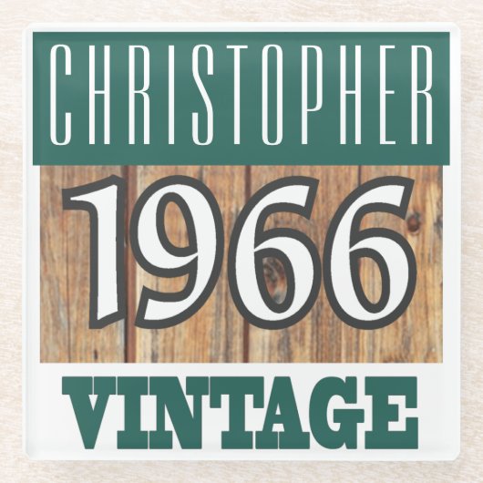 1966生まれ年のガラスパーソナライズされたコースター ガラスコースター (正面)