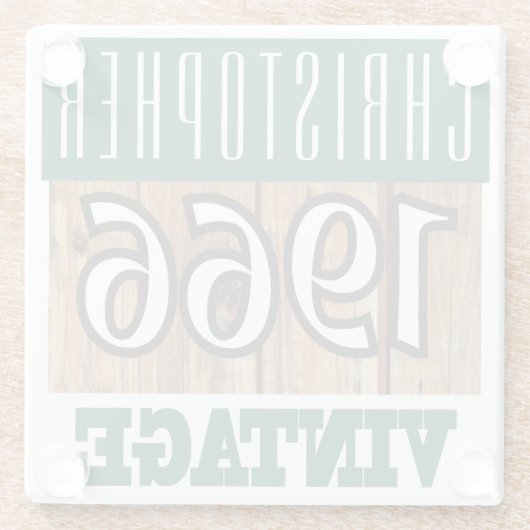 1966生まれ年のガラスパーソナライズされたコースター ガラスコースター (裏面)