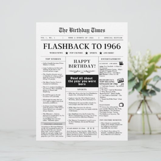 1966生まれ年のモック新聞 (スタンド正面)