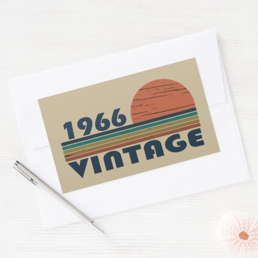 1966生まれ年のヴィンテージ誕生日 長方形シール (封筒)