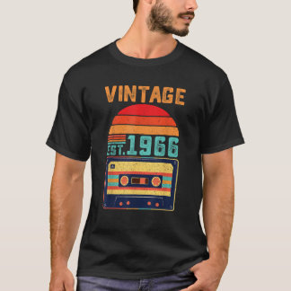 1966生まれ年のヴィンテージEst 1966年カセット55番目の誕生日 Tシャツ