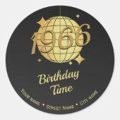 1966生まれ年60th birthday address returnステッカー ラウンドシール (正面)