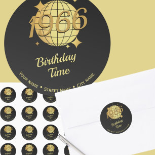 1966生まれ年60th birthday address returnステッカー ラウンドシール