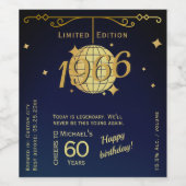 1966生まれ年60th birthday party wineボトルラベル ワインラベル (シングルラベル)