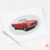 1966赤コンバーチブルステッカー 楕円形シール (封筒)