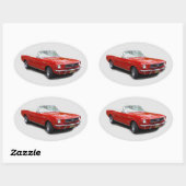 1966赤コンバーチブルステッカー 楕円形シール (シート)