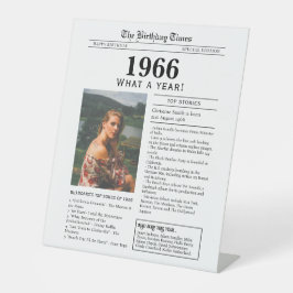 1966 誕生日新聞スタンドサイン 台座サイン