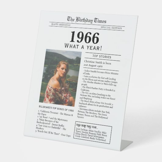 1966 誕生日新聞スタンドサイン 台座サイン (正面)