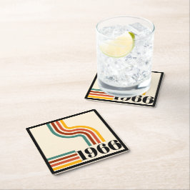 1966 60th Birthday Retro Stripe Vintage  スクエアペーパーコースター