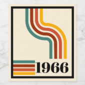 1966 60th Birthday Retro Stripe Vintage  ワインラベル (シングルラベル)