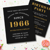 1966 Budget 60th Birthday Invitation Black Gold チラシ