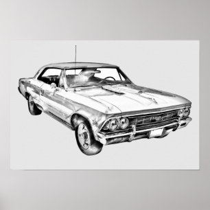 1966 Chevy Chevelle SS 396イラストレーション ポスター
