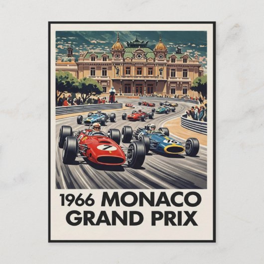 1966 Monaco Grand Prix Vintage ポストカード (正面)