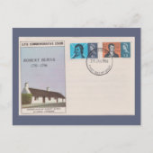 1966 Robert Burns First Day Cover Antique Literary ポストカード (正面)