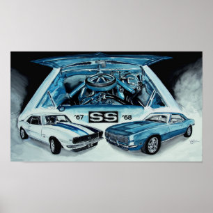 1967のVinnyFish著1968年のChevy Camaro SSの芸術のデザイン ポスター