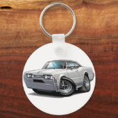 1967オールドカトラスホワイトブラックカー キーホルダー (正面)